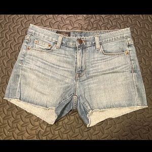 J.Crew Indigo Denim Women's Cut off Shorts Size 27 Mid-Rise Light Wash